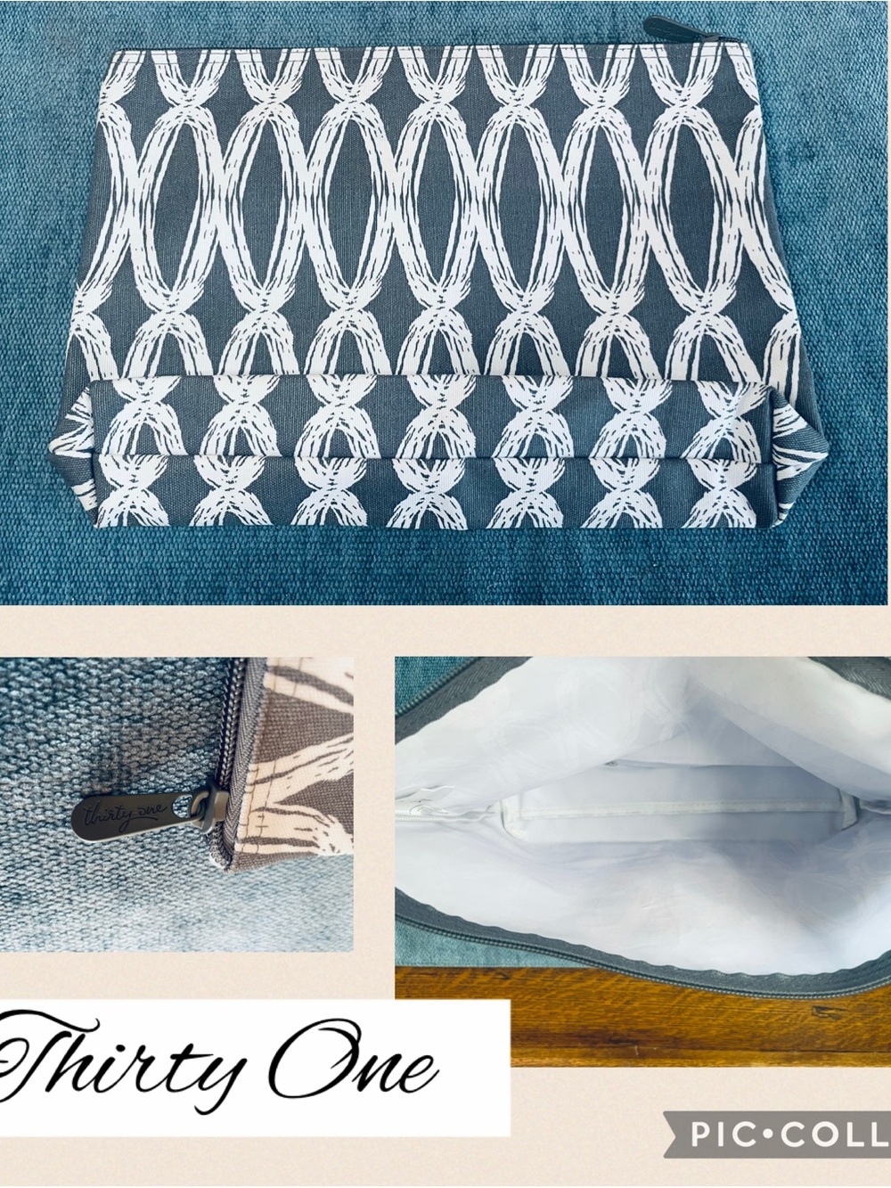 Thirty-one gray and white Pattern Cosmetic Pouch